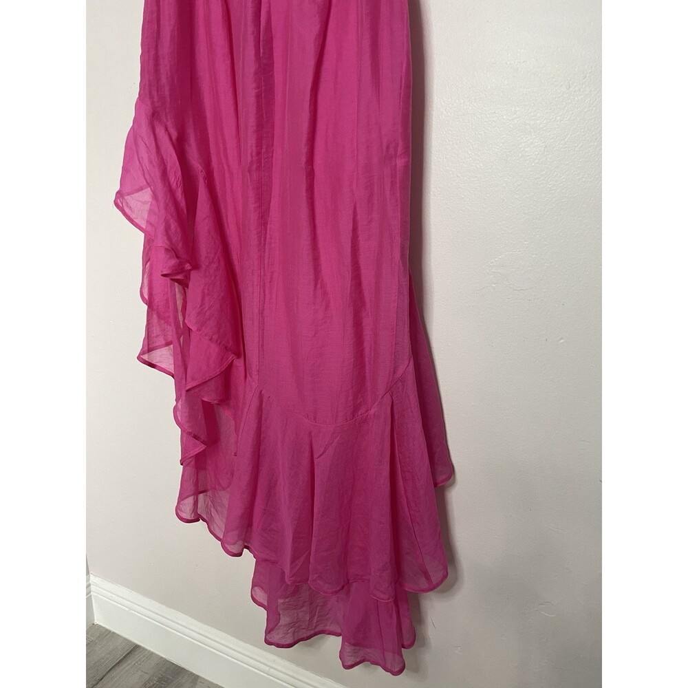 Amanda Uprichard REVOLVE Estrada Cerise Hot Pink Ruffle Midi Dress Medium - Picture 9 of 10